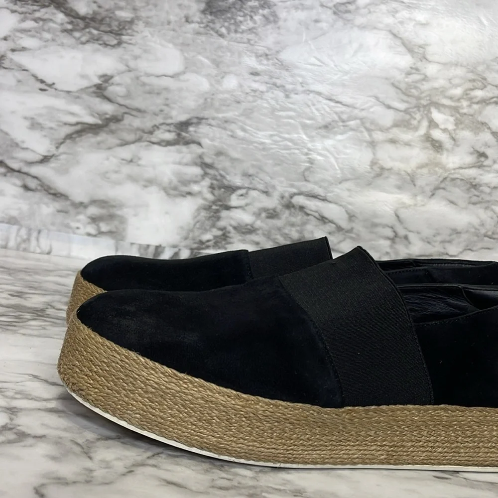 Vince Winford Women's Espadrille Suede Black Slip-On Loafers Sneakers Black 9M